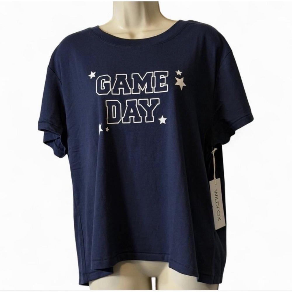 Wildfox "Game Day" Navy Graphic Tee, Women's Size XL